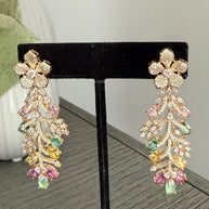 Luxury Floral Crystal Statement Earrings | Multicolor Gemstone Earrings