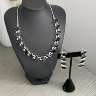 Black Teardrop CZ Jewelry Set | Elegant Necklace Earrings | Bridal Formal Evenin