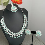 Mint Green Cz Bridal Jewelry Set