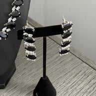 Black Teardrop CZ Jewelry Set | Elegant Necklace Earrings | Bridal Formal Evenin