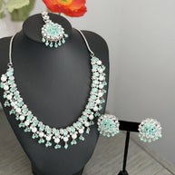 Mint Green Cz Bridal Jewelry Set