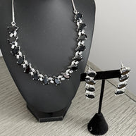 Black Teardrop CZ Jewelry Set | Elegant Necklace Earrings | Bridal Formal Evenin