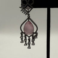 Blush Pink Crystal Chandelier Earrings | Pakistani & Indian Statement Earrings |