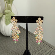Luxury Floral Crystal Statement Earrings | Multicolor Gemstone Earrings