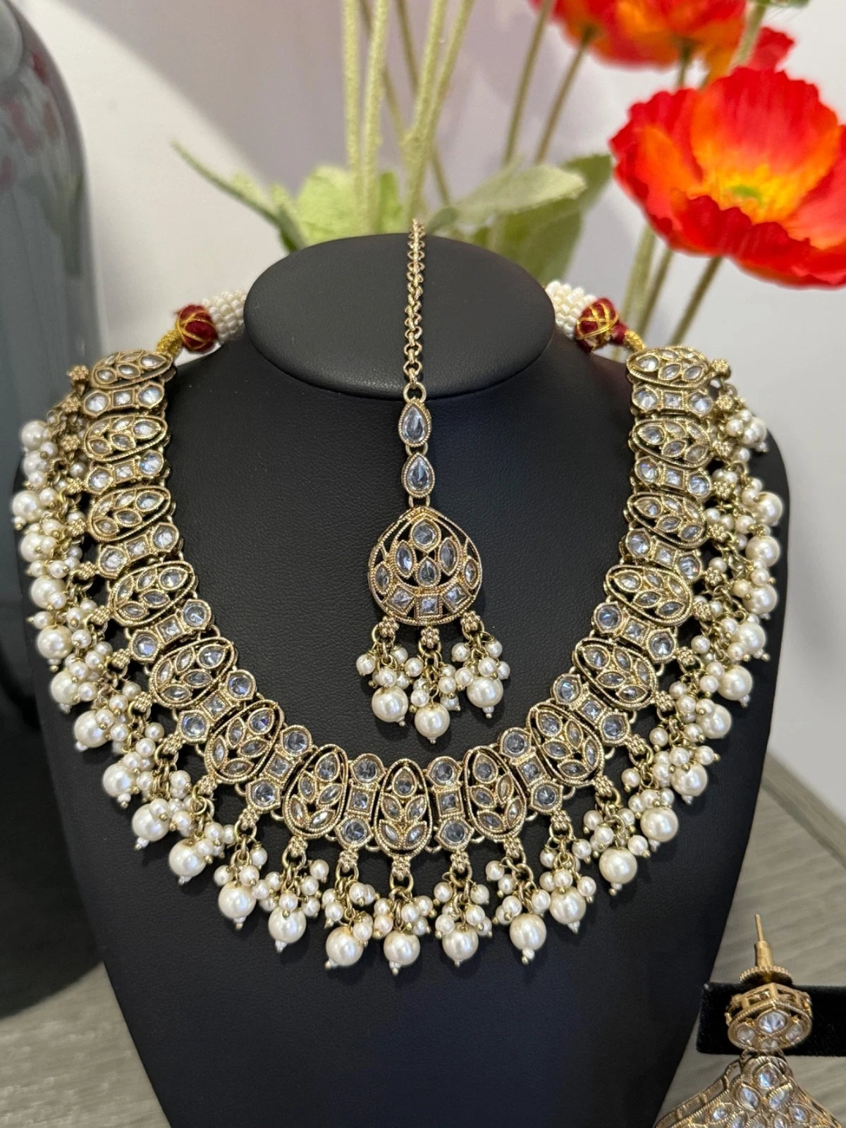 Kundan Pearl Choker Necklace Set | Pakistani Bridal Jewelry