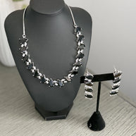 Black Teardrop CZ Jewelry Set | Elegant Necklace Earrings | Bridal Formal Evenin