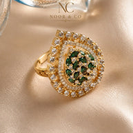 Emerald  Radiance Teardrop Statement Ring