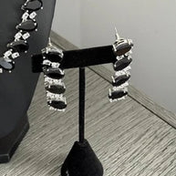 Black Teardrop CZ Jewelry Set | Elegant Necklace Earrings | Bridal Formal Evenin