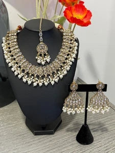 Kundan Pearl Choker Necklace Set | Pakistani Bridal Jewelry