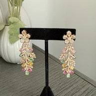 Luxury Floral Crystal Statement Earrings | Multicolor Gemstone Earrings