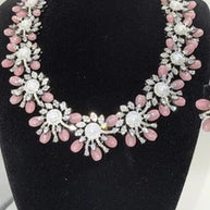 Blush Pink Floral Necklace Set with Matching Earrings
