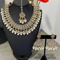 Kundan Pearl Choker Necklace Set | Pakistani Bridal Jewelry