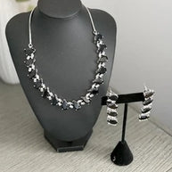 Black Teardrop CZ Jewelry Set | Elegant Necklace Earrings | Bridal Formal Evenin