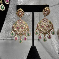 Luxury Indian Bridal Jewelry Set –Pink and Green American Diamond Necklace, Earr