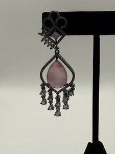 Blush Pink Crystal Chandelier Earrings | Pakistani & Indian Statement Earrings |
