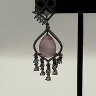 Blush Pink Crystal Chandelier Earrings | Pakistani & Indian Statement Earrings |