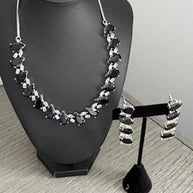 Black Teardrop CZ Jewelry Set | Elegant Necklace Earrings | Bridal Formal Evenin
