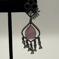 Blush Pink Crystal Chandelier Earrings | Pakistani & Indian Statement Earrings |