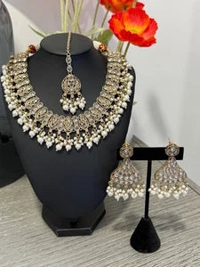 Kundan Pearl Choker Necklace Set | Pakistani Bridal Jewelry
