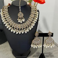 Kundan Pearl Choker Necklace Set | Pakistani Bridal Jewelry