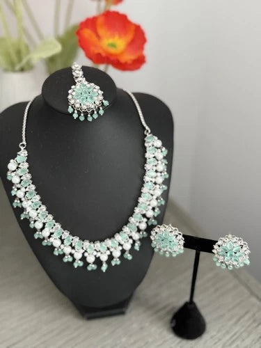 Mint Green Cz Bridal Jewelry Set