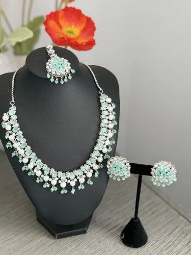 Mint Green Cz Bridal Jewelry Set