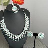 Mint Green Cz Bridal Jewelry Set