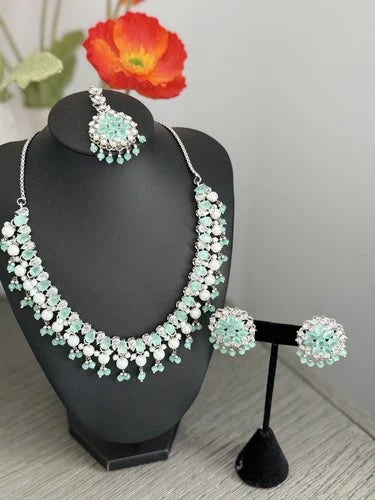 Mint Green Cz Bridal Jewelry Set