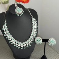 Mint Green Cz Bridal Jewelry Set
